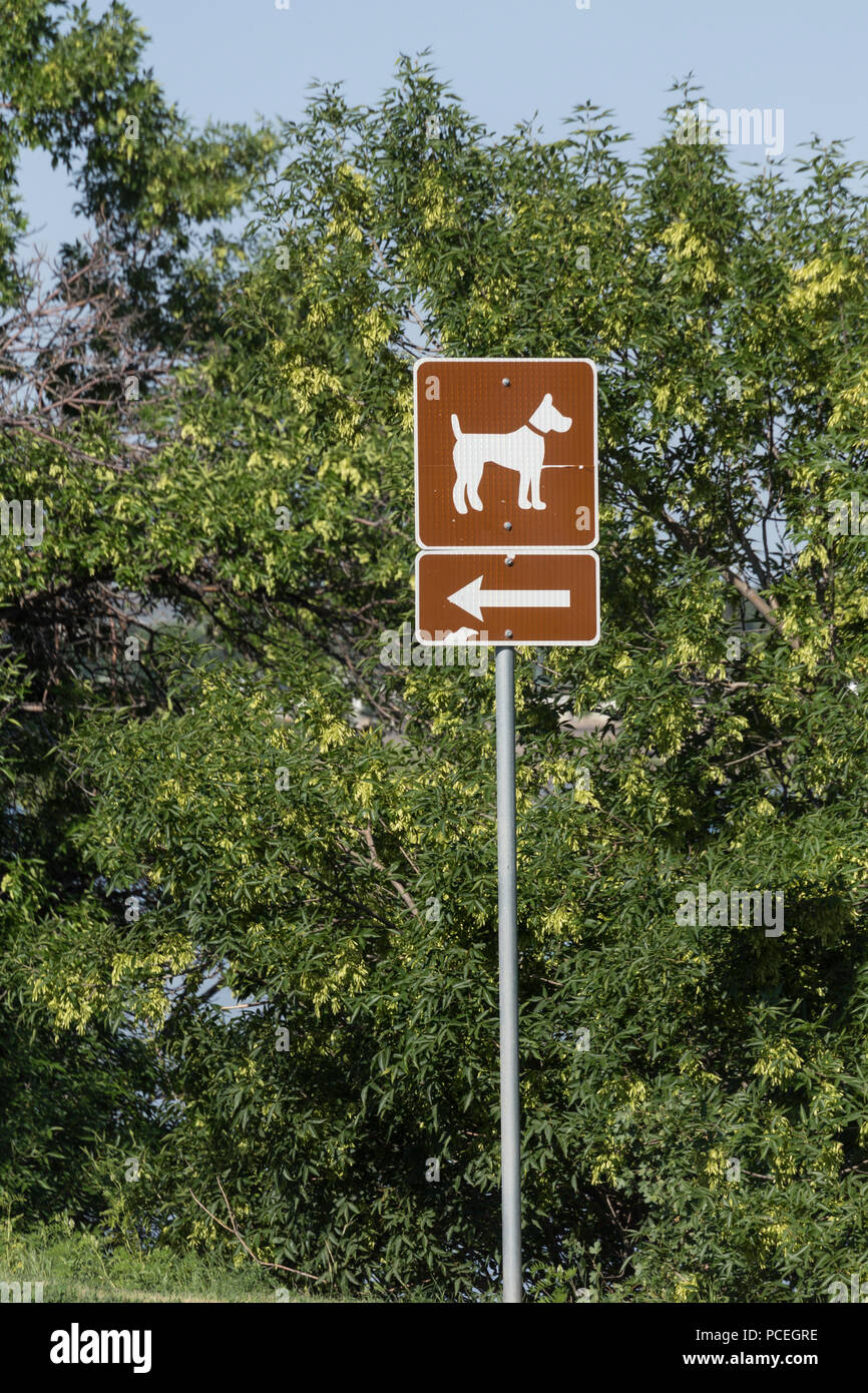 Dog Park Directional Sign, USA Stock Photo