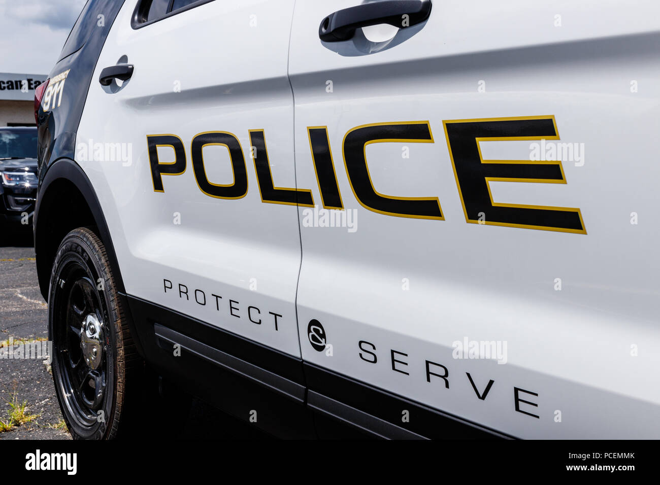 Noblesville Circa July 2018 New police cars waiting for calls at the
