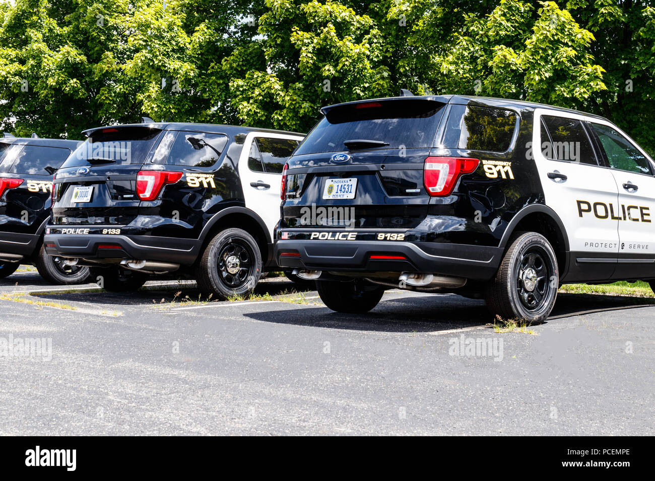 Noblesville Circa July 2018 New police cars waiting for calls at the