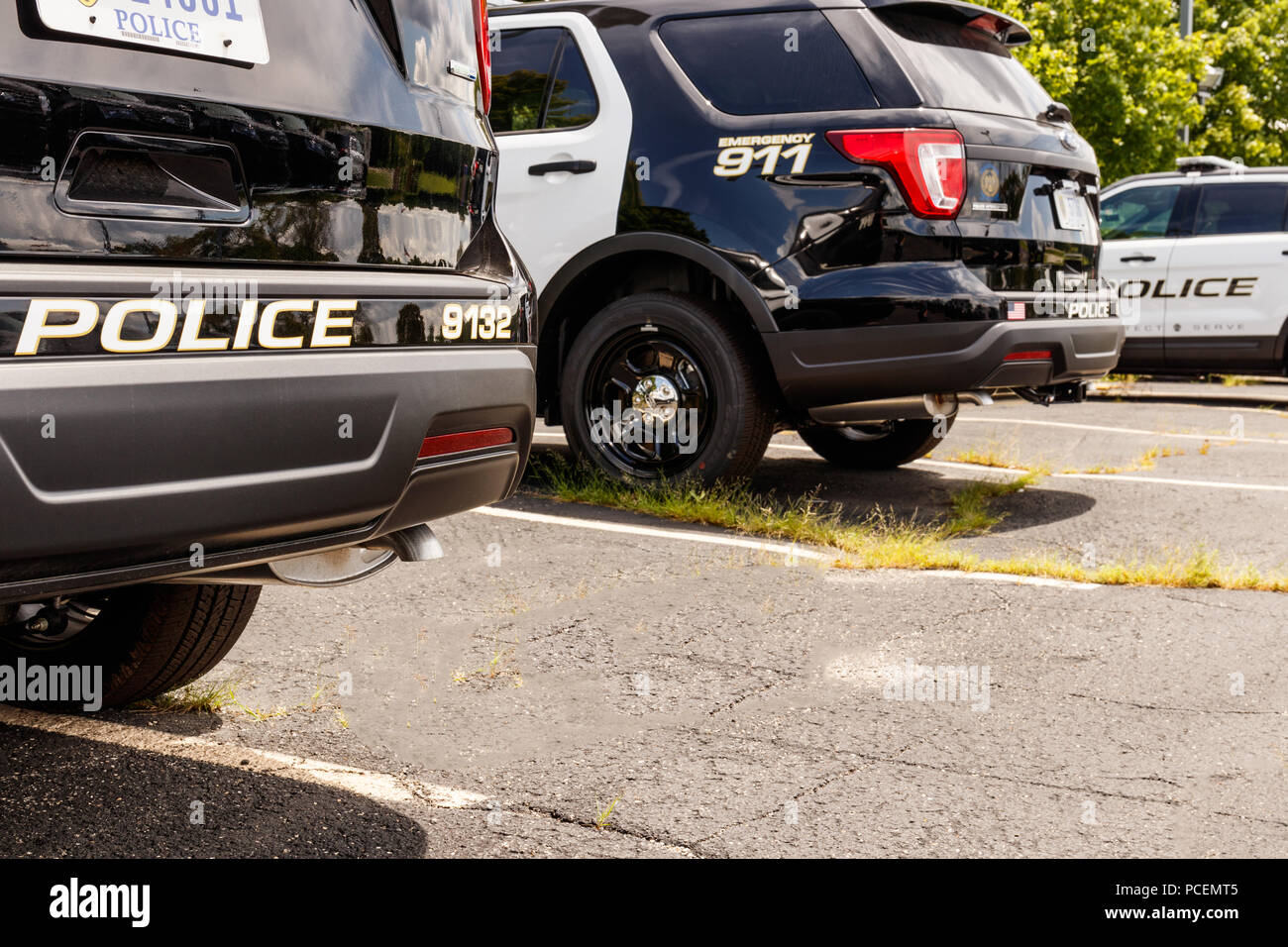 Noblesville Circa July 2018 New police cars waiting for calls at the