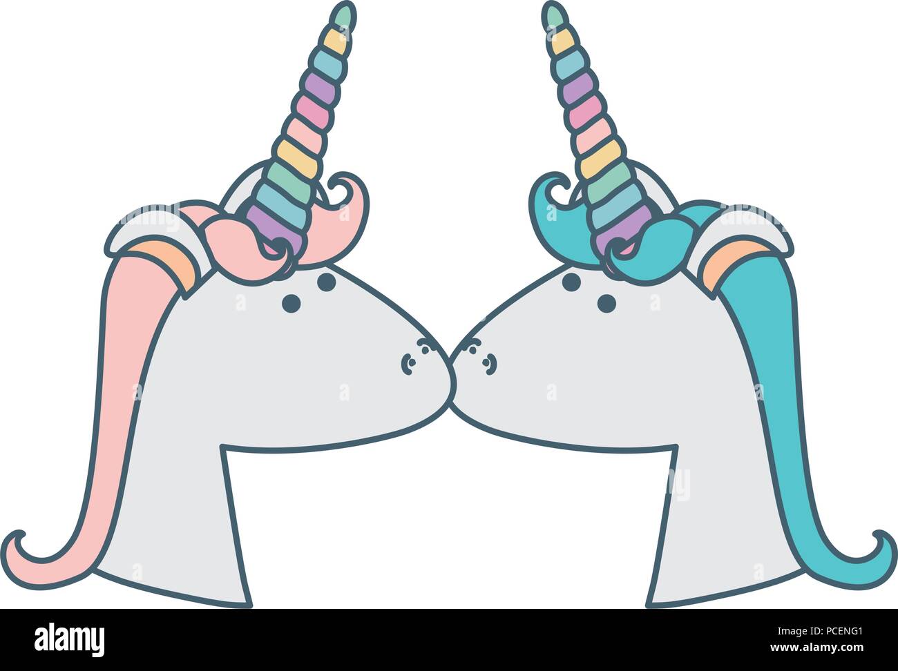 cute unicorns kissing characters Stock Vector Image & Art Alamy