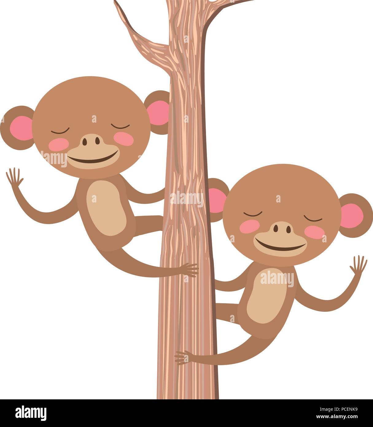 wild monkeys couple in the tree Stock Vector Image & Art - Alamy