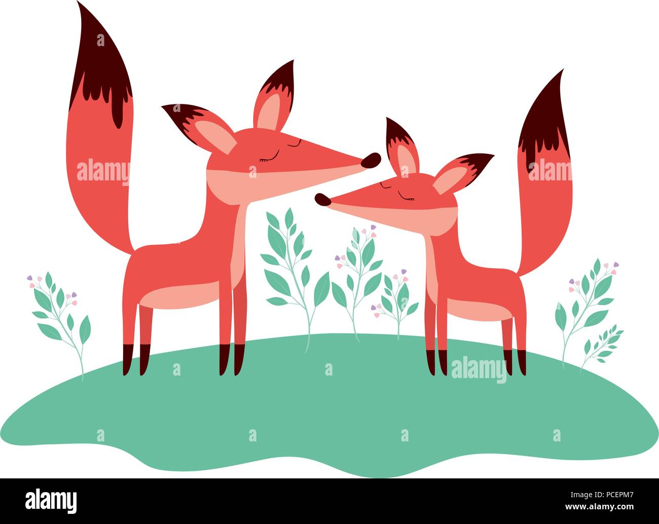 wild foxes couple in the jungle Stock Vector Image & Art Alamy