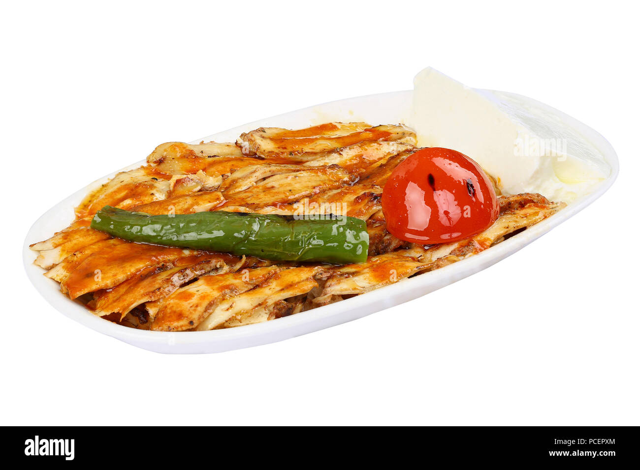 Turkish iskender kebab Chicken iskender kebap Stock Photo Alamy