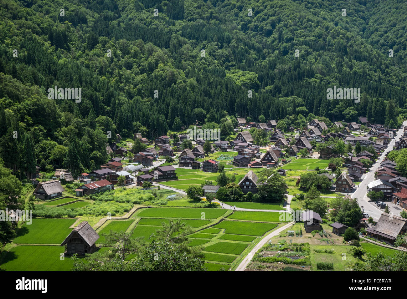 The historic village of Shirakawa-go, a UNESCO world heritage site, in Central Japan Stock Photo