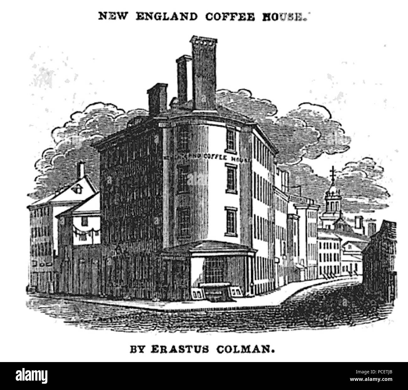 New England Coffee House, Clinton St., as it appeared in 1838 Stock Photo