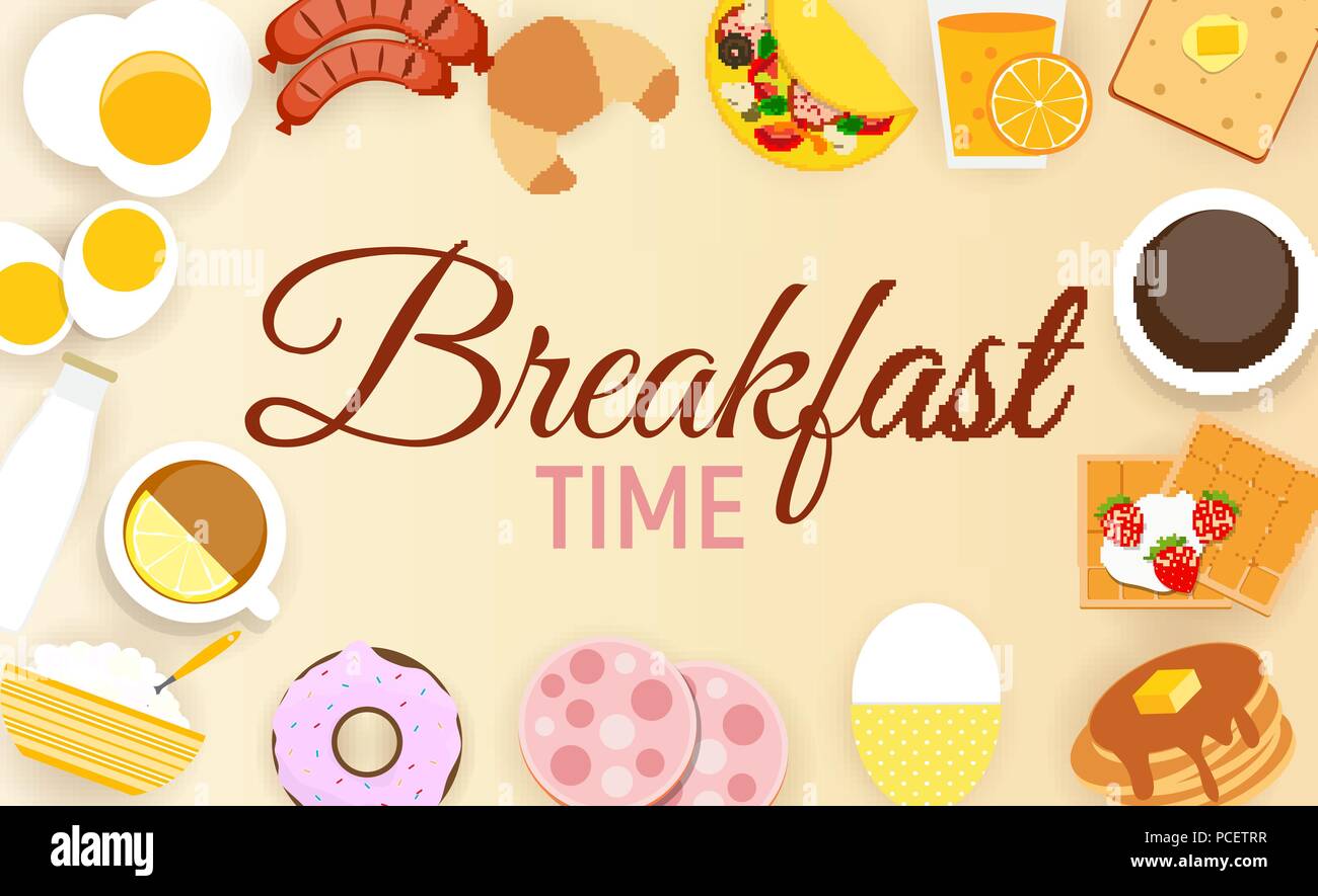 Breakfast Icon Set Background in Modern Flat Style Vector Illustration