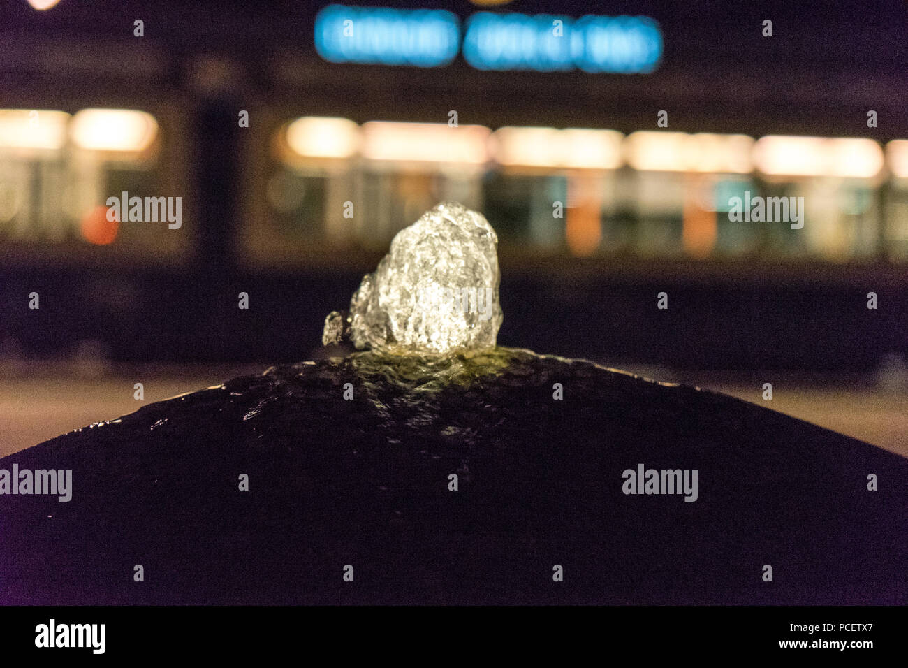 water fountain in the night close up picture Stock Photo - Alamy