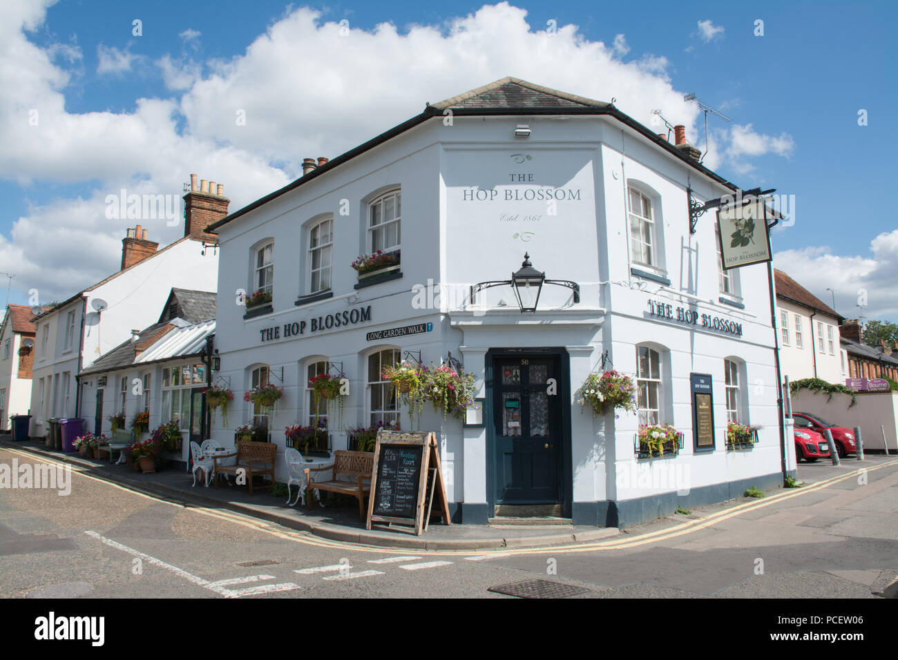The Hop Blossom pub in Long Garden Walk, Farnham, Surrey, UK Stock