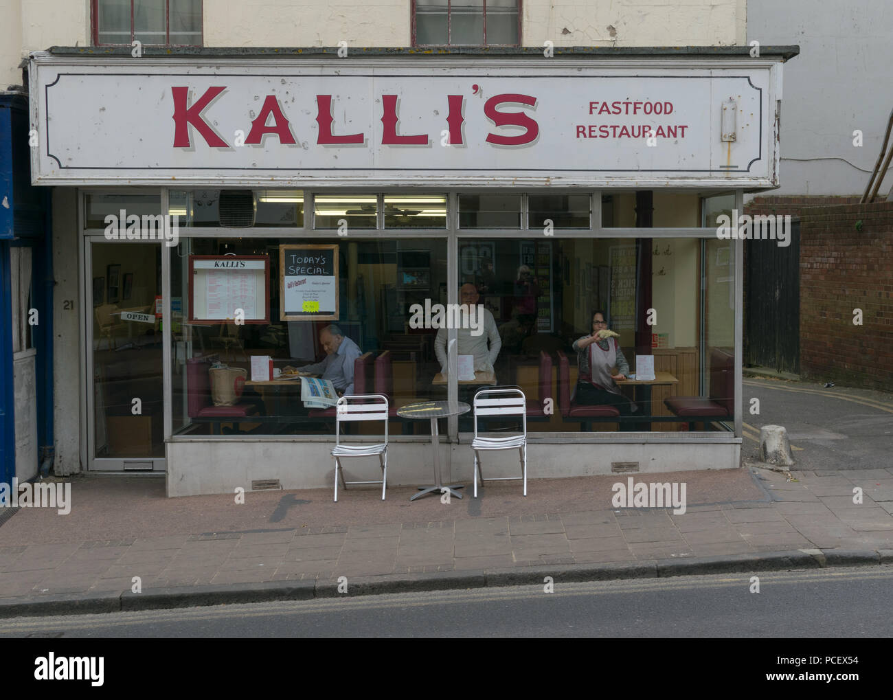 Kalli's cafe front, Marine Gardens, Margate, Kent Stock Photo