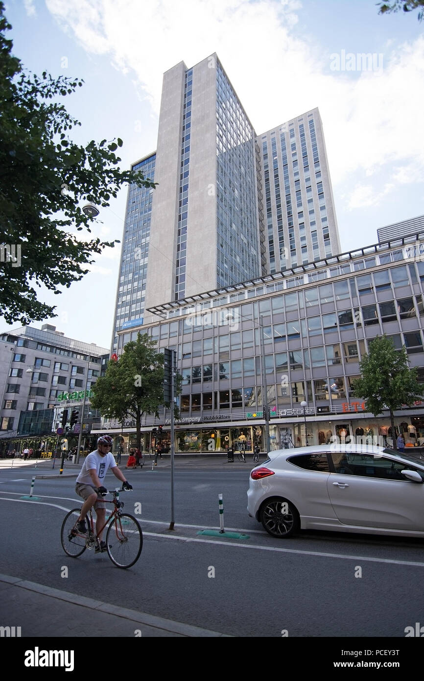 STOCKHOLM, SWEDEN - JULY 11, 2018: Highrise building Skatteskrapan on Gotgatan Sodermalm on July 11, 2018 in Stockholm, Sweden. Stock Photo