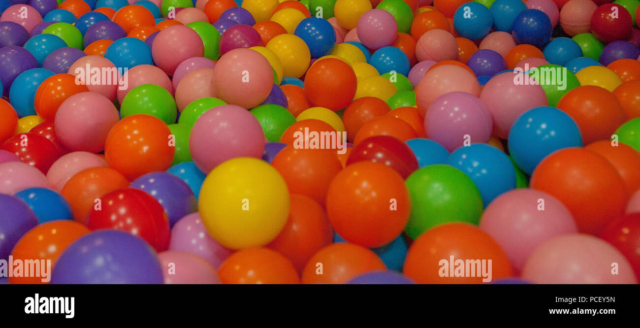 Colorful child balls. Multicolored plastic balls. Achildren's playroom