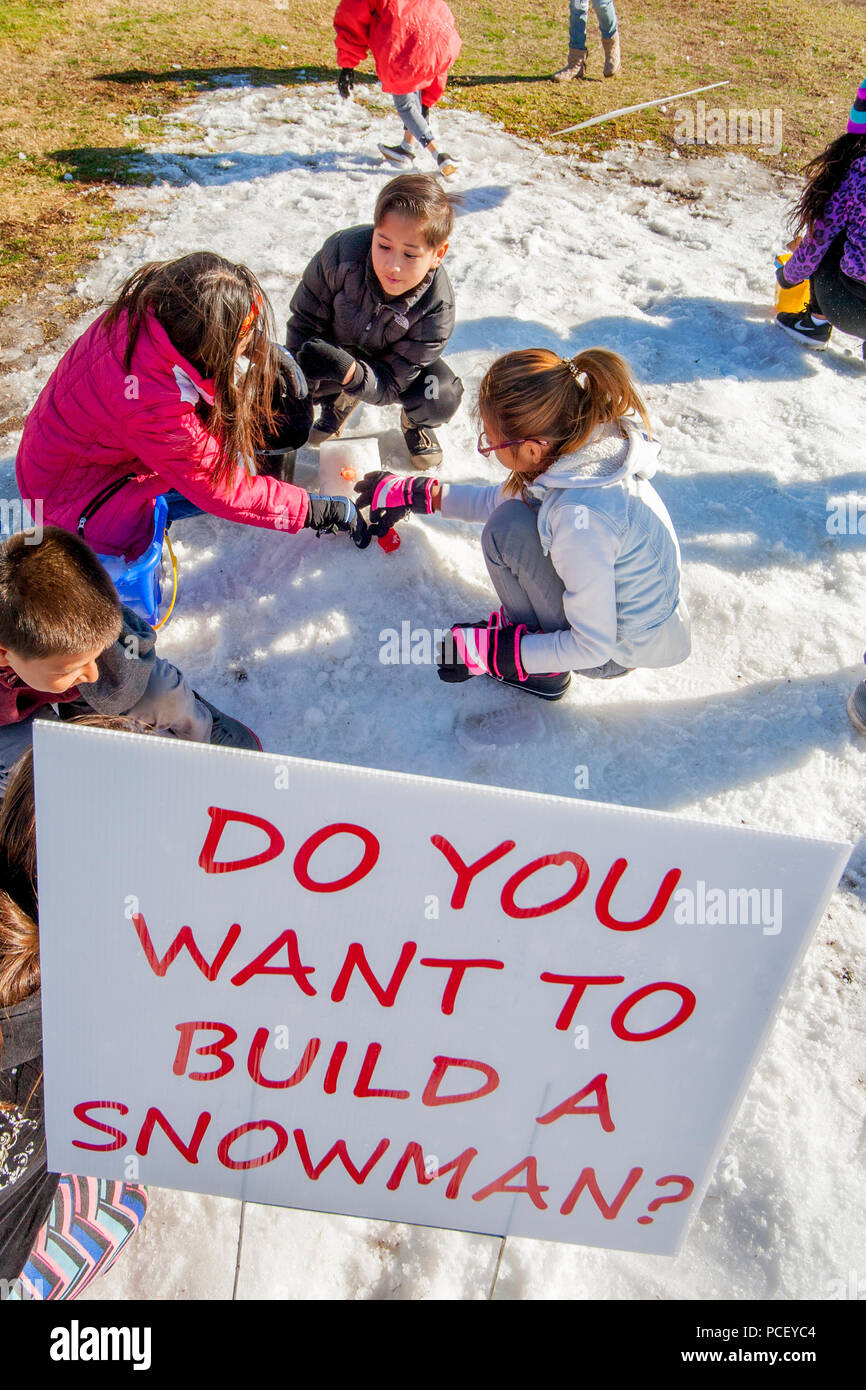 Multiracial Schoolchildren Who Have Never Seen Snow Play On 10 Tons Of 