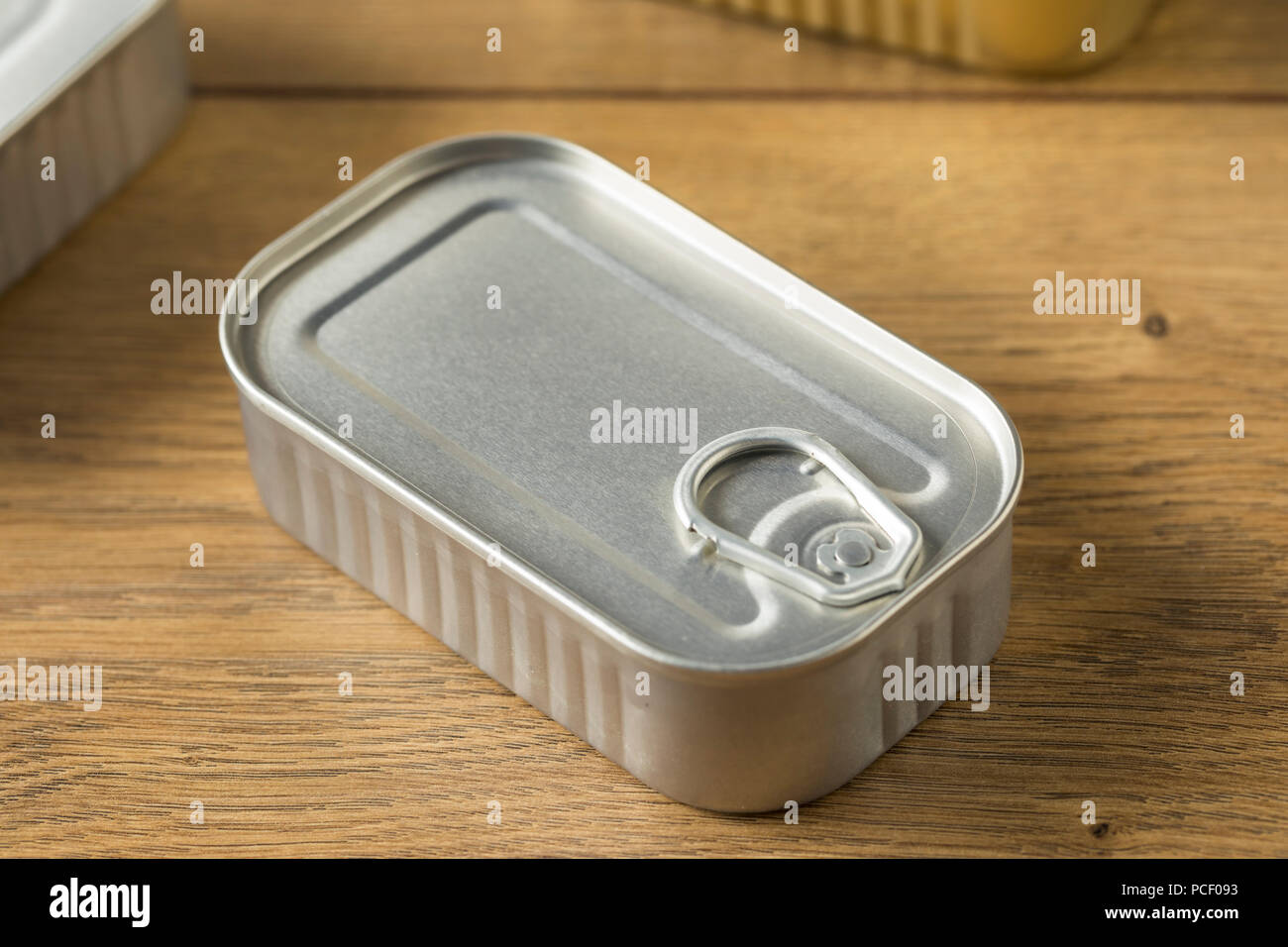 Organic Salty Canned Sardines in Olive Oil Stock Photo