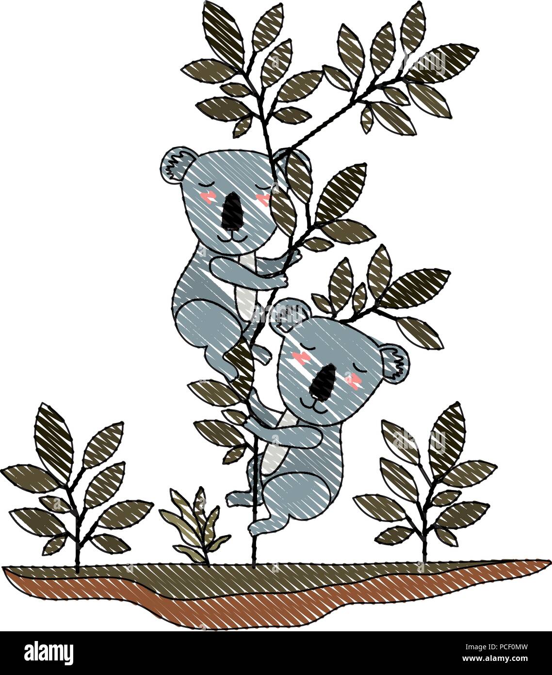 wild koalas couple in the jungle Stock Vector Image & Art - Alamy