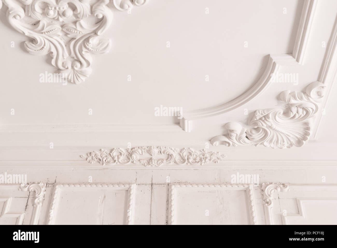 Unfinished Plaster Molding On The Ceiling Decorative Gypsum