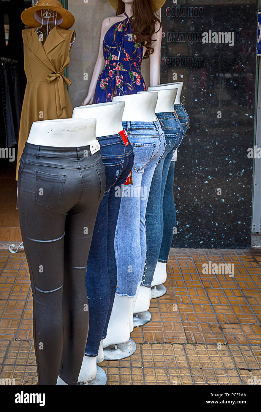 Mannequins with tight jeans outside in front of retail store in Vietnam  Stock Photo - Alamy