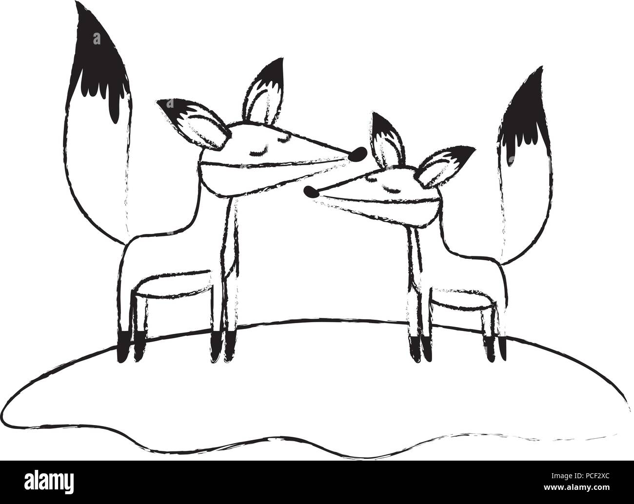 wild foxes couple in the jungle Stock Vector Image & Art Alamy