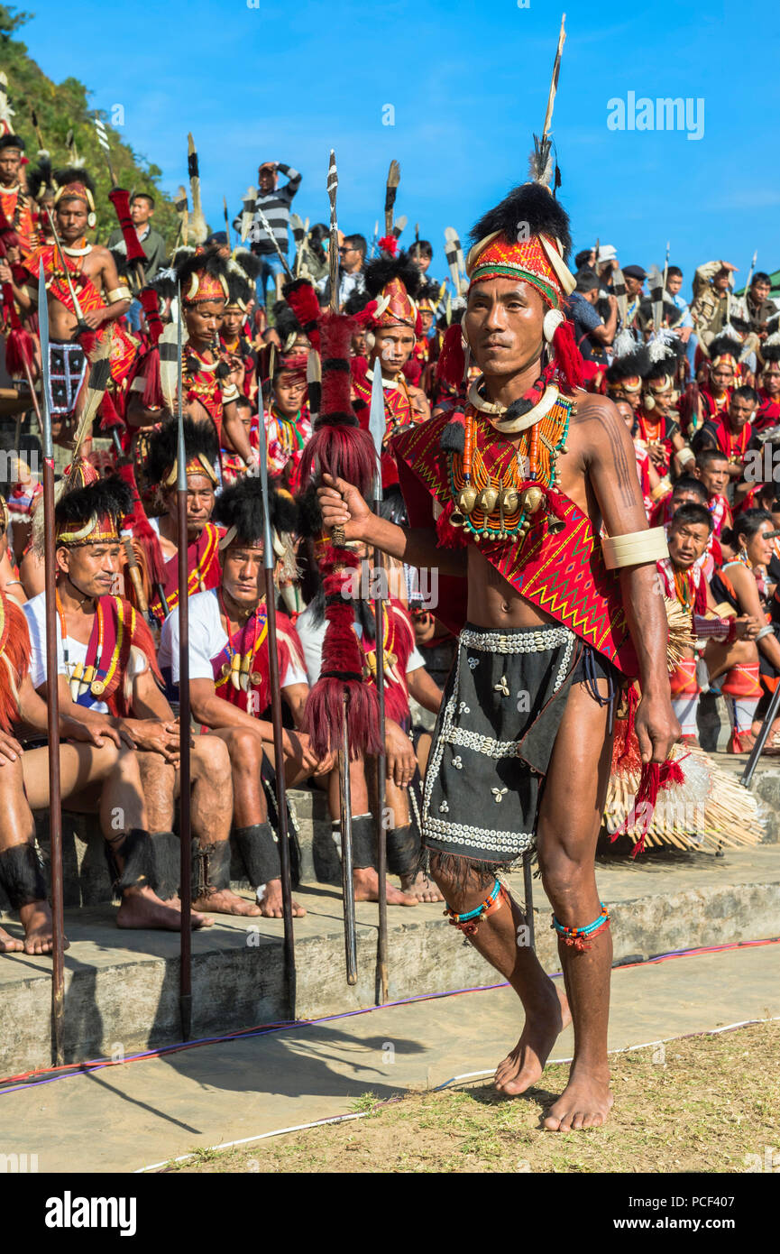 Tribes men at the Hornbill Festival, Kohima, Nagaland, India Stock ...