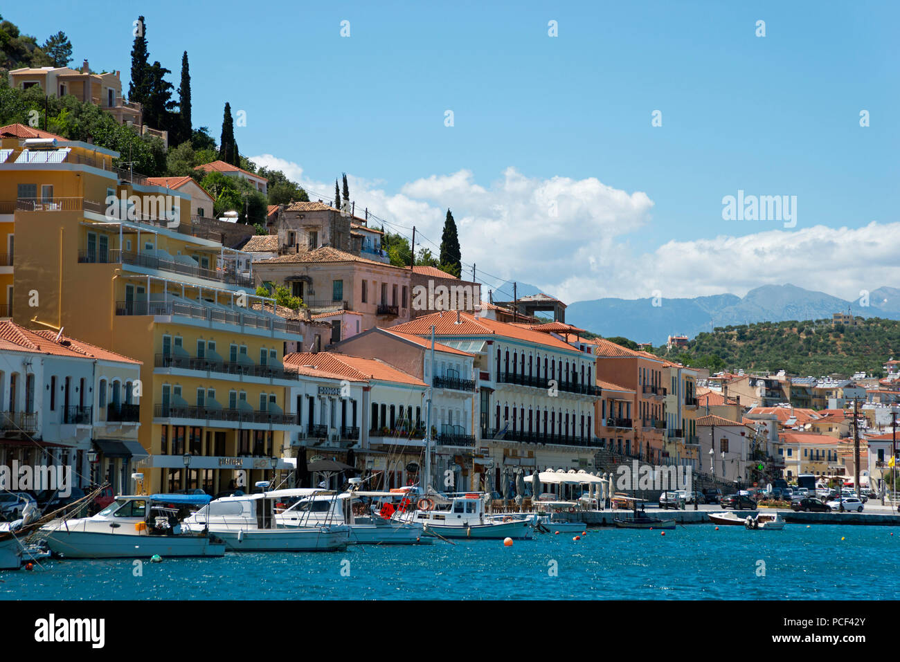 Harbor, Gythio, Mani, Laconia, Peloponnese, Greece, port Stock Photo