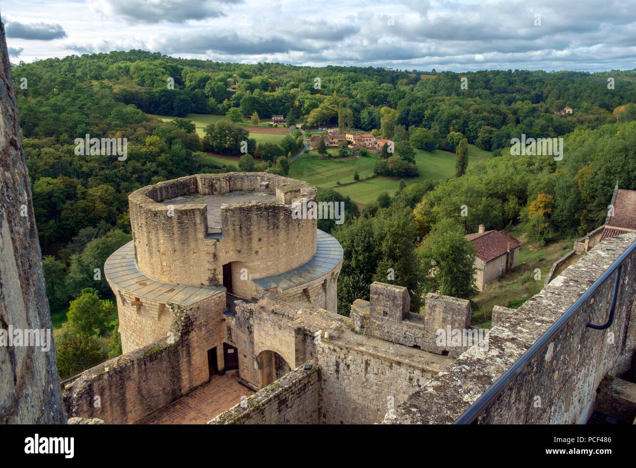 Fumel, Lot et Garonne, France - 2nd October 2017: View from the historic ruins of Chateau de Bonaguil near Fumel on a sunny autumn afternoon in Lot et Garonne, France Stock Photo