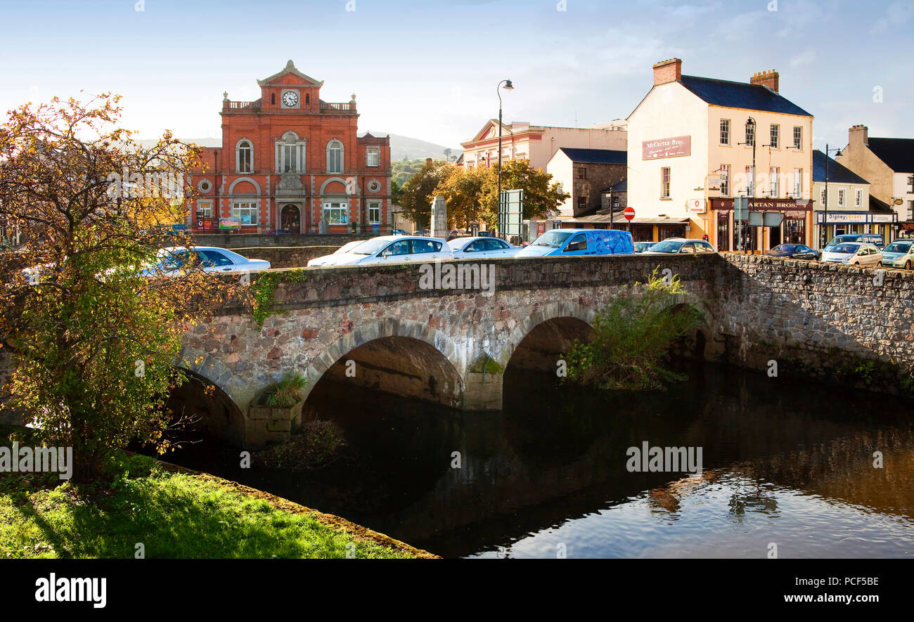 Old canal bridge and townhall of Newry Stock Photo Alamy