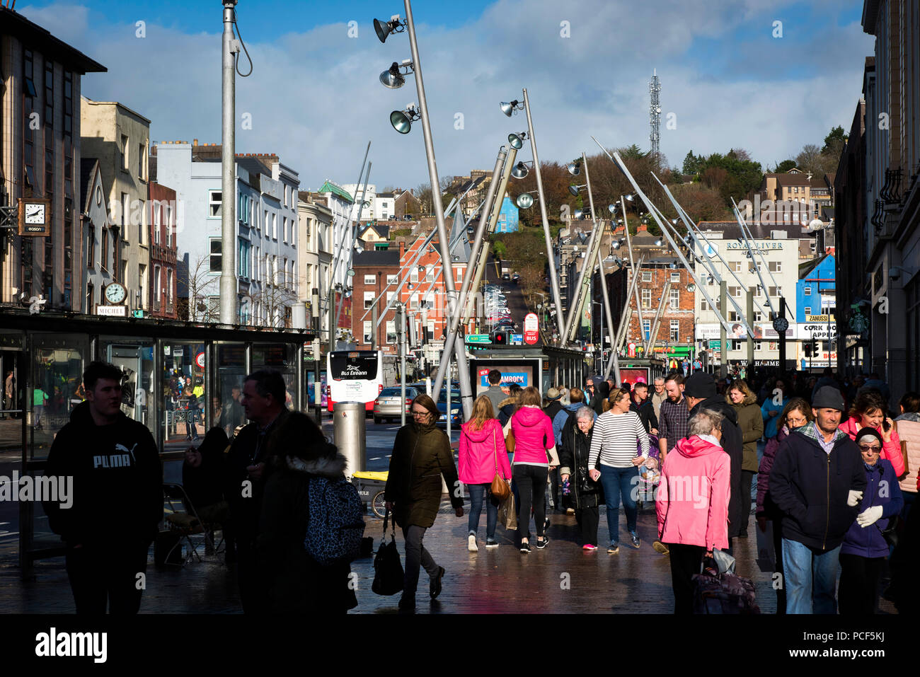 Shoppers in Cork City Stock Photo