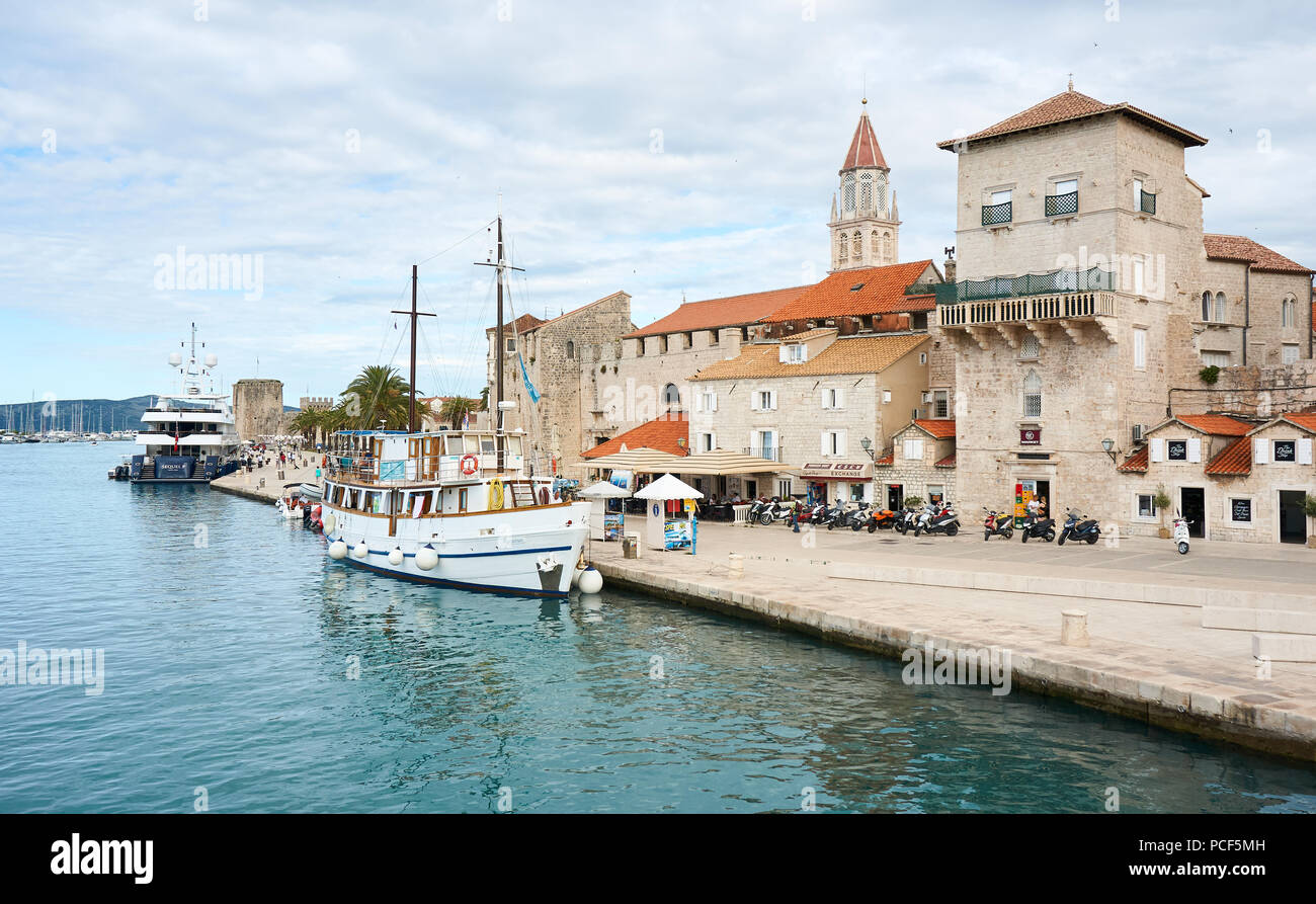 Trogir is a historic town and harbour on the Adriatic coast in Split-Dalmatia County, Croatia Stock Photo