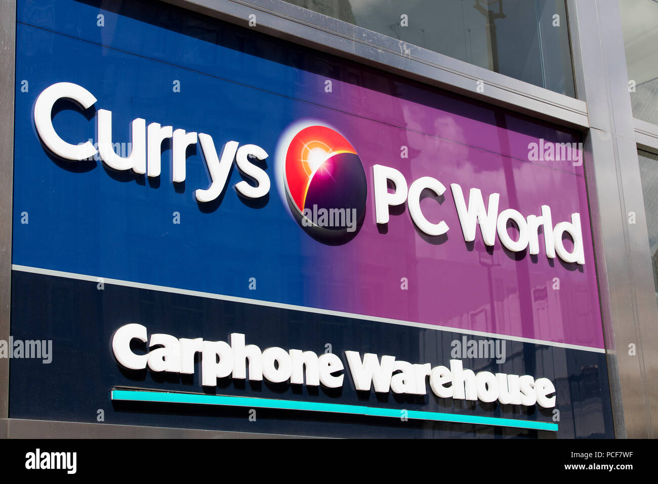 LONDON, UK - JULY 31th 2018: Currys PC World electronics store front on Oxford Street in central London. Stock Photo