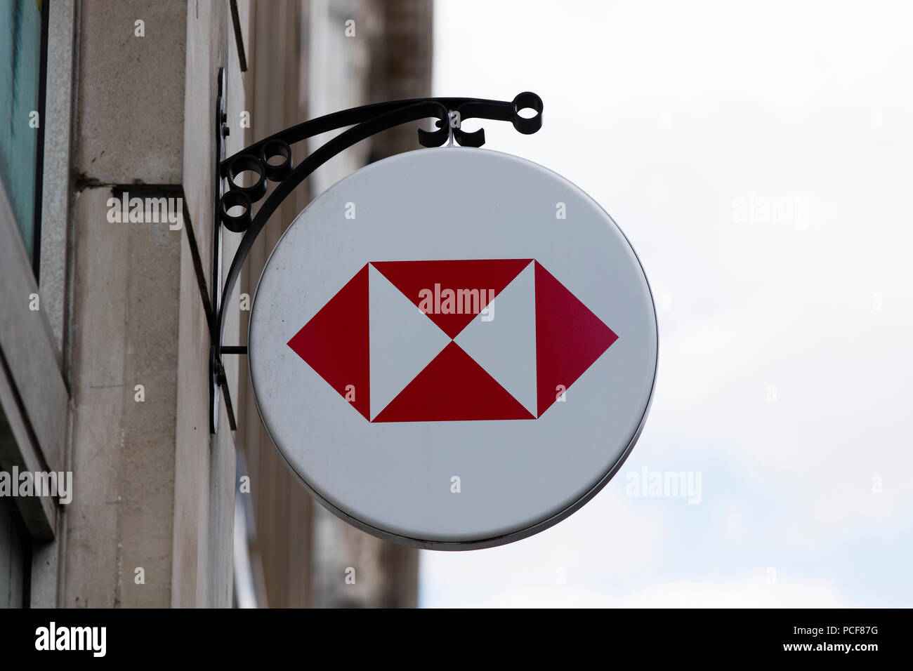 LONDON, UK - JULY 31th 2018: HSBC bank store sign on Oxford Street in central London. Stock Photo