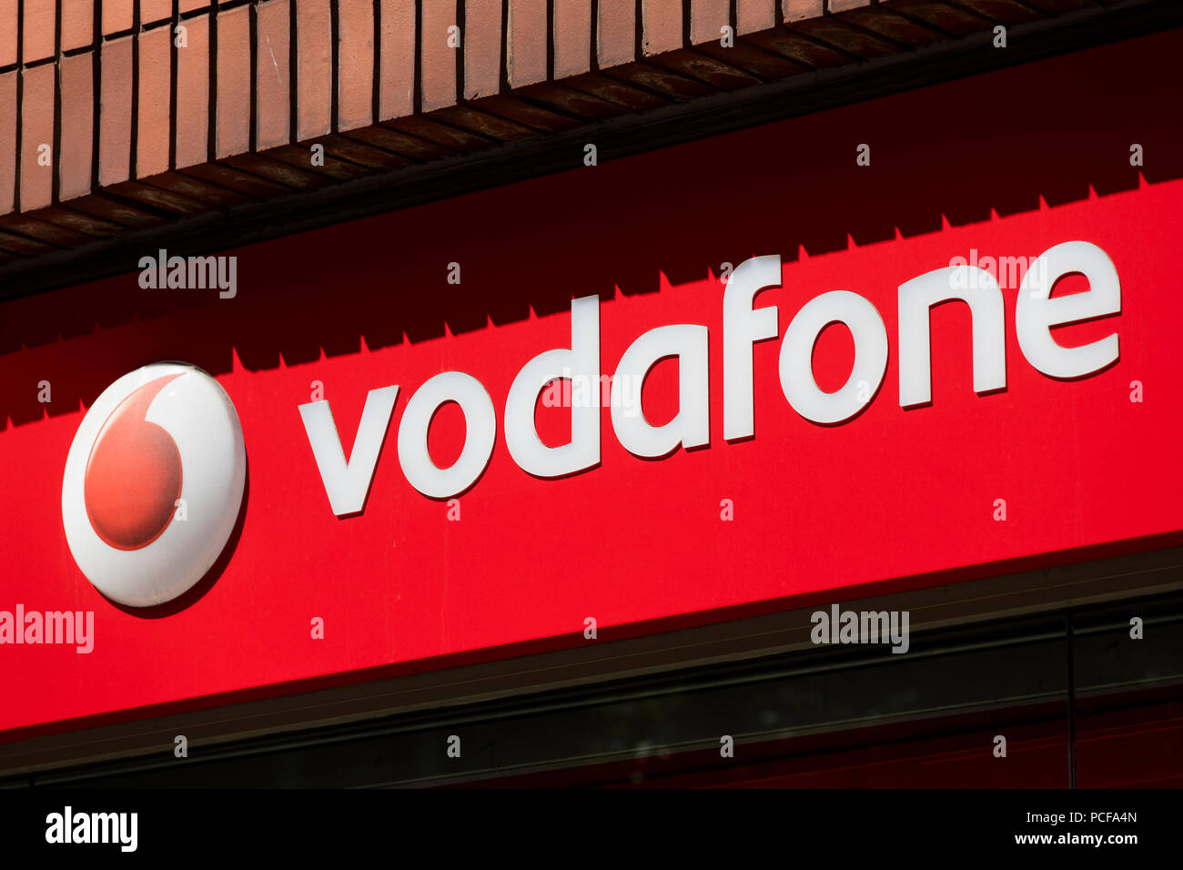 LONDON, UK - JULY 31th 2018: Vodafone telecoms store front on Oxford Street in central London. Stock Photo