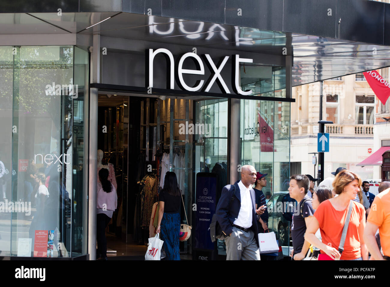 LONDON, UK JULY 31th 2018 Next clothing store shop front on Oxford