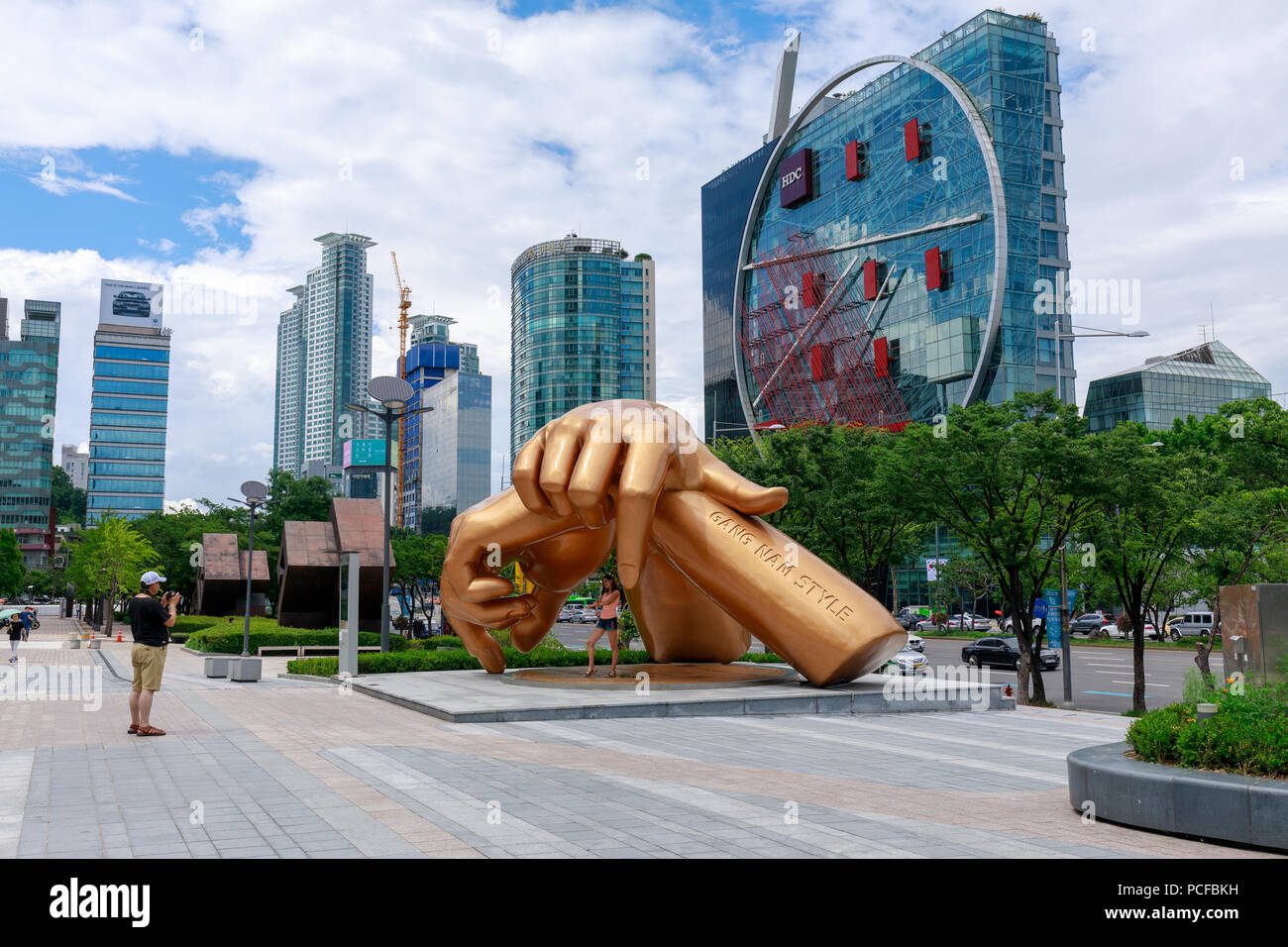 Seoul, South Korea - July 3, 2018 : Gangnam style statue in front of coex mall in the Gangnam District in Seoul city Stock Photo