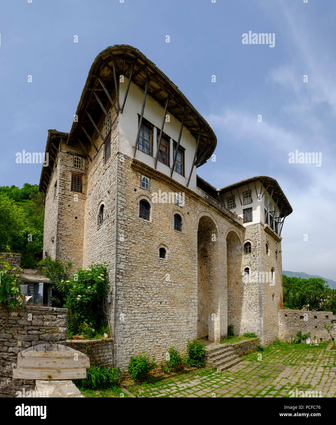 Zekate House, fortified house, Shtëpia e Zekatëve, Gjirokastra, Gjirokastër, Albania Stock Photo