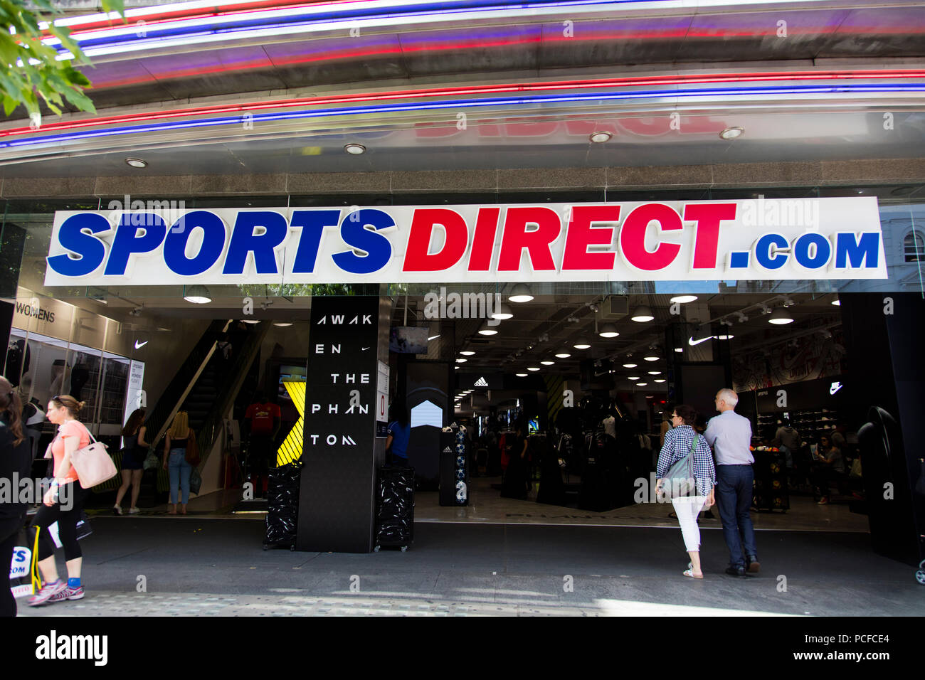 LONDON, UK JULY 31th 2018 Sports Direct clothing store front on