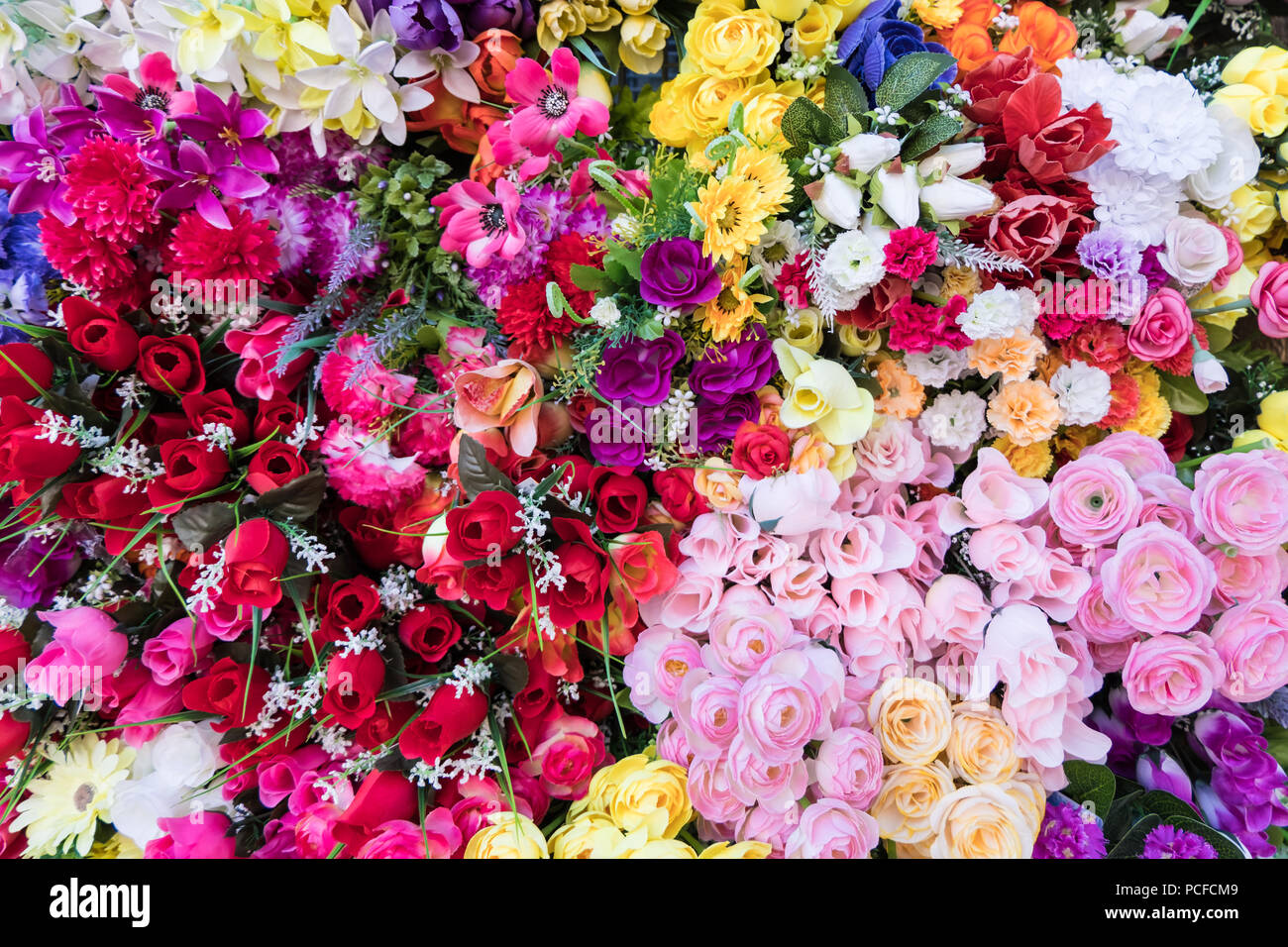 Multicolored Fake Flower Wallpaper Background Stock Photo Alamy