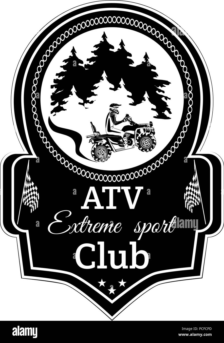 Vector atv quad bike extreme sport club emblem Stock Vector