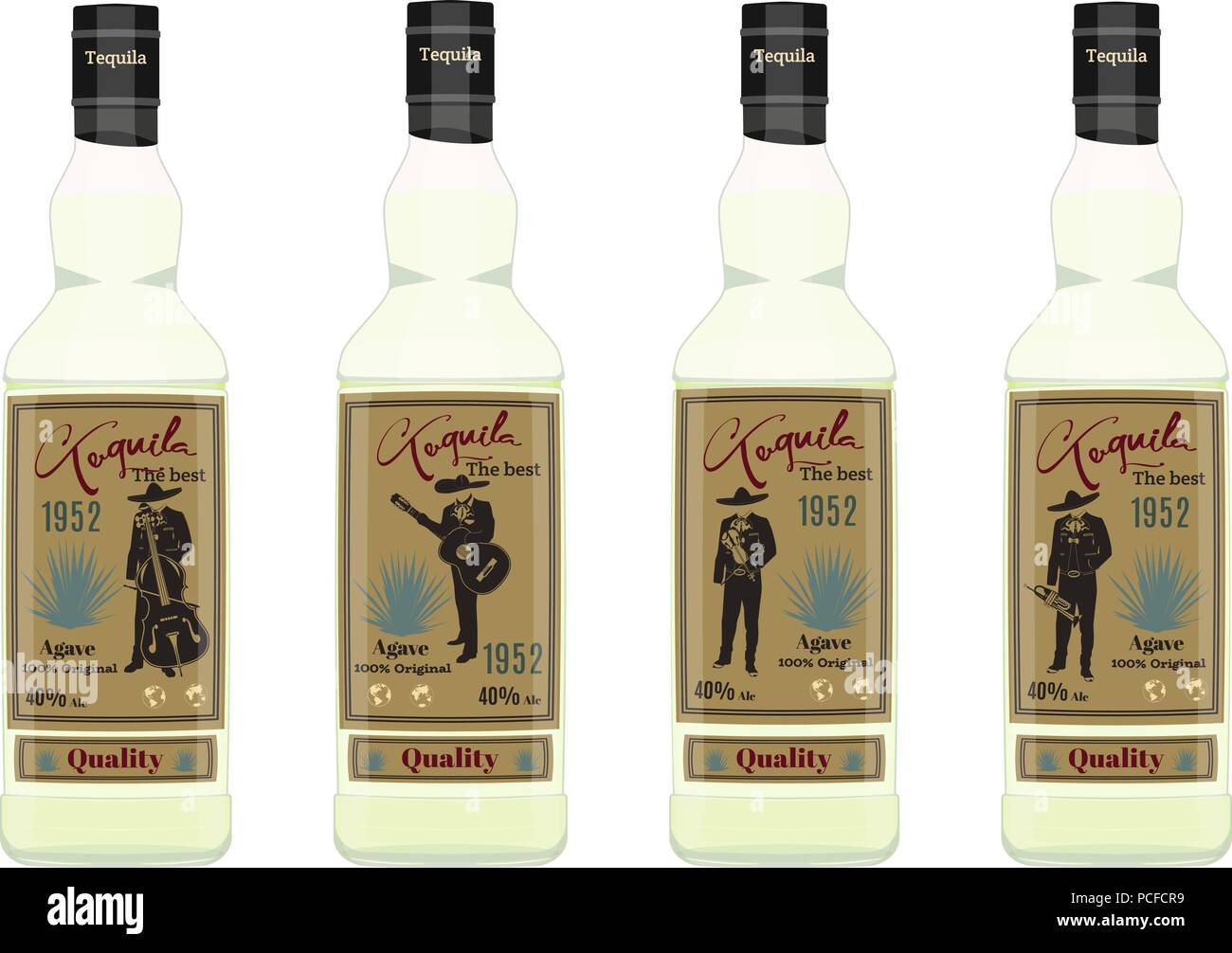 Tequila bottle set vector flat illustration Stock Vector Image & Art