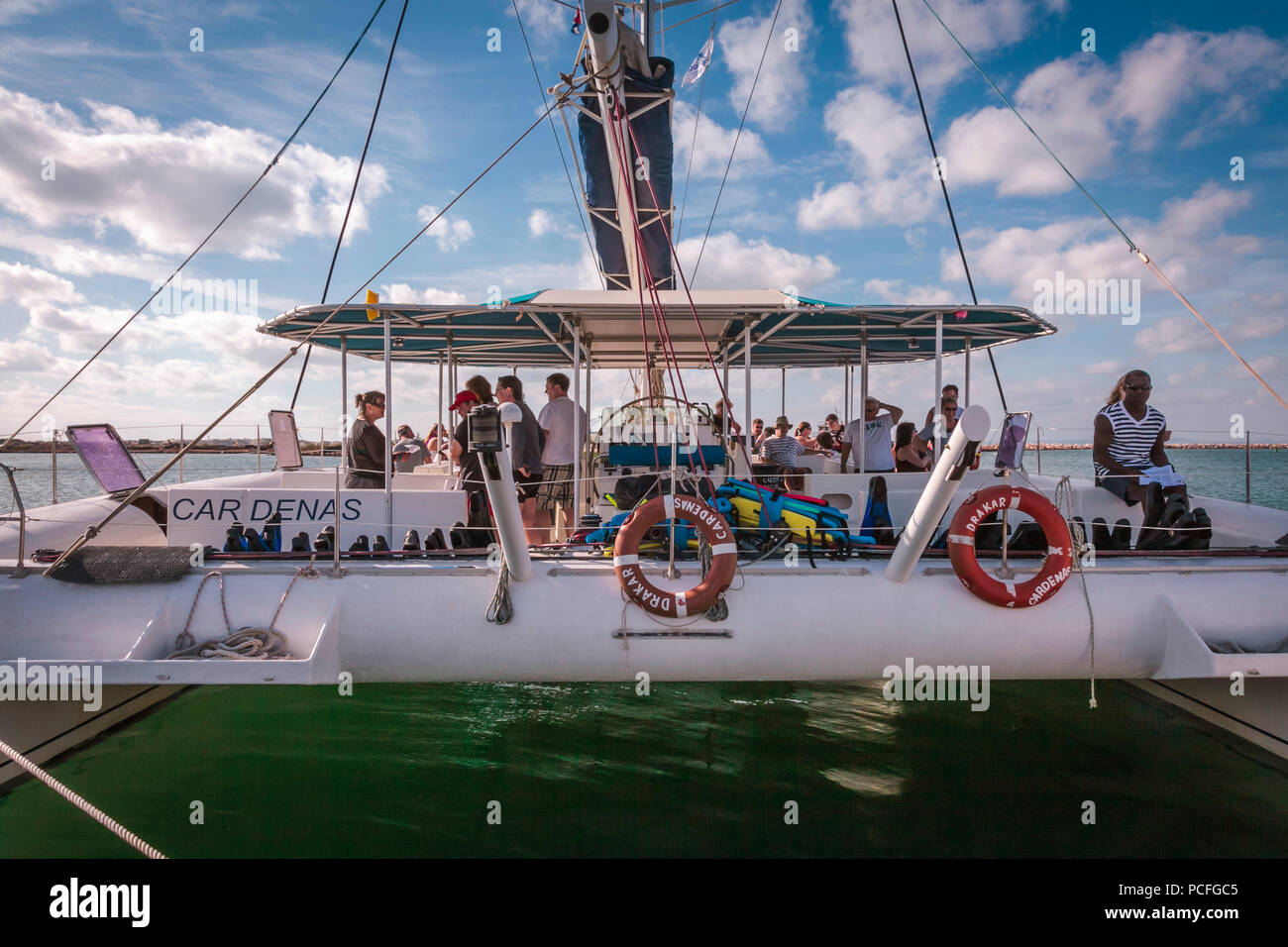 Catamaran with people - Varadero, Cuba Stock Photo