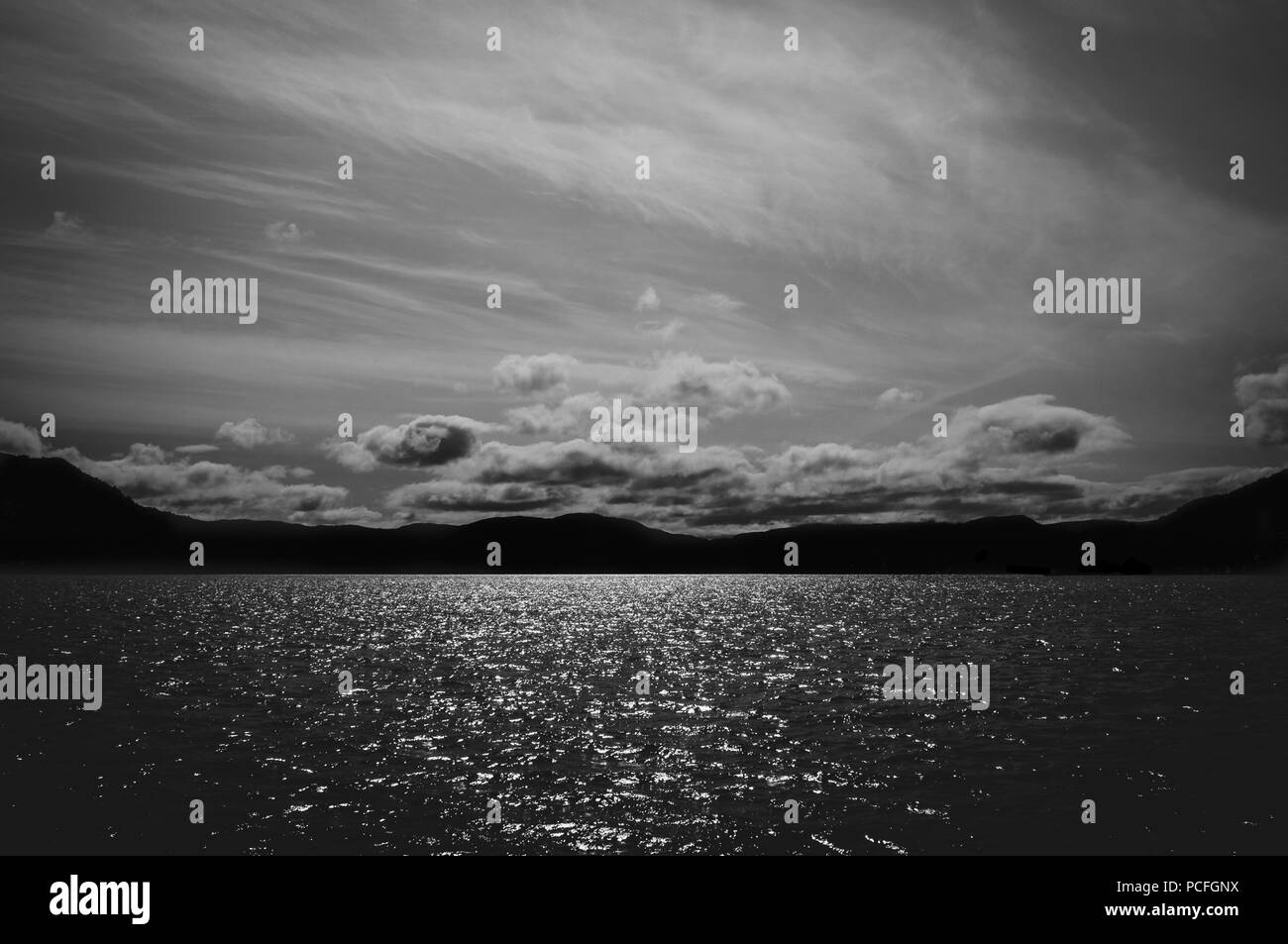 Dramatic seascape in black and white - perfect decorative art photography for home or work. Stock Photo