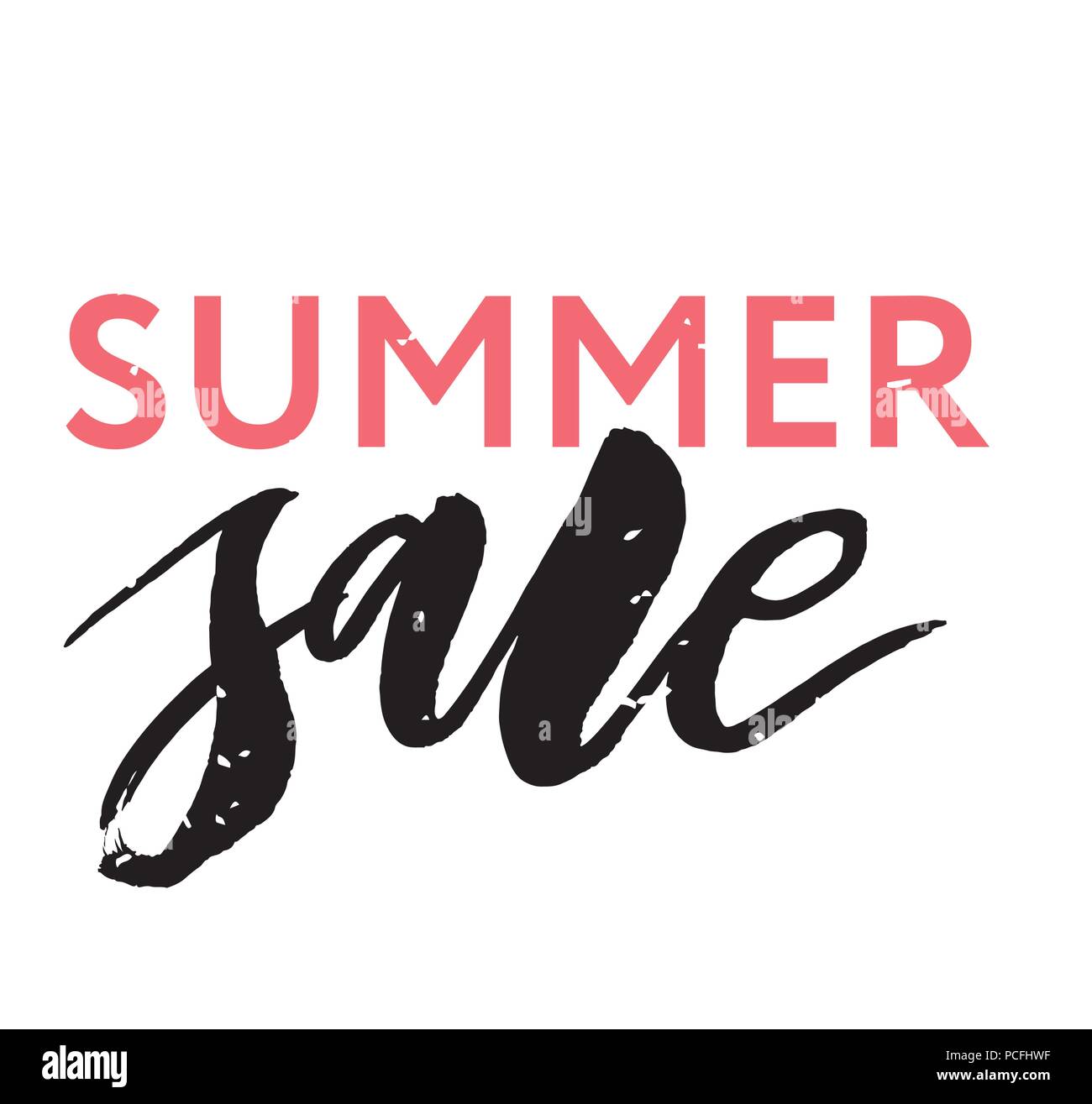 Summer Sale Lettering Watercolor Calligraphy Text Pink Vector Shop Stock Vector