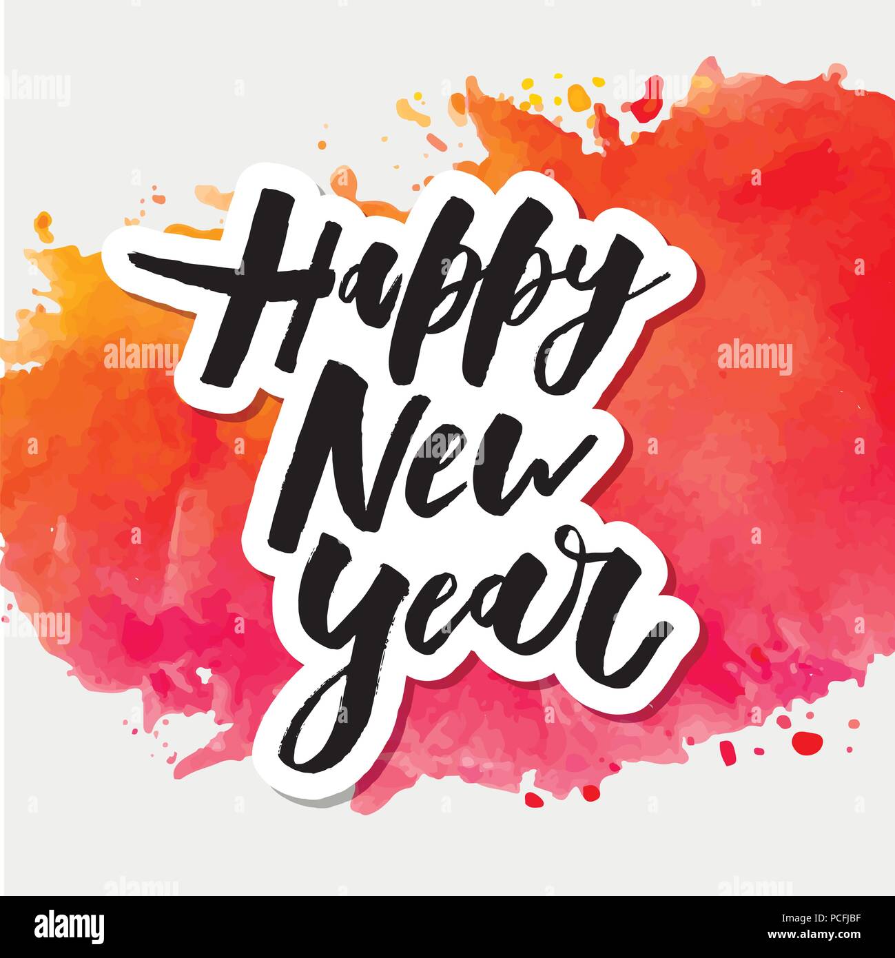 Happy New Year Vector Gradient Phrase Lettering Calligraphy Sticker ...