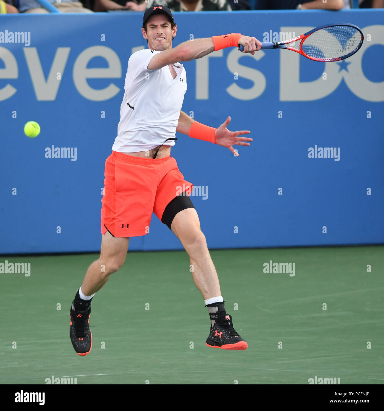 Washington, D.C, USA. 1st Aug, 2018. ANDY MURRAY hits a forehand during his 2nd round match at the Citi Open at the Rock Creek Park Tennis Center in Washington, DC Credit: Kyle Gustafson/ZUMA Wire/Alamy Live News Stock Photo