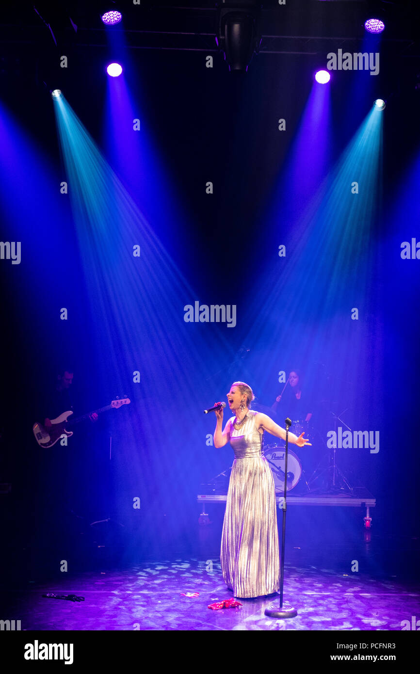 Edinburgh, Scotland, UK; 1 August, 2018. Cabaret acts from the  Assembly Gala Launch - Assembly's renowned opening night gala showcasing this year's programme highlights. Pictured; Lady Rizo Ð Red, White & Indigo Credit: Iain Masterton/Alamy Live News Stock Photo