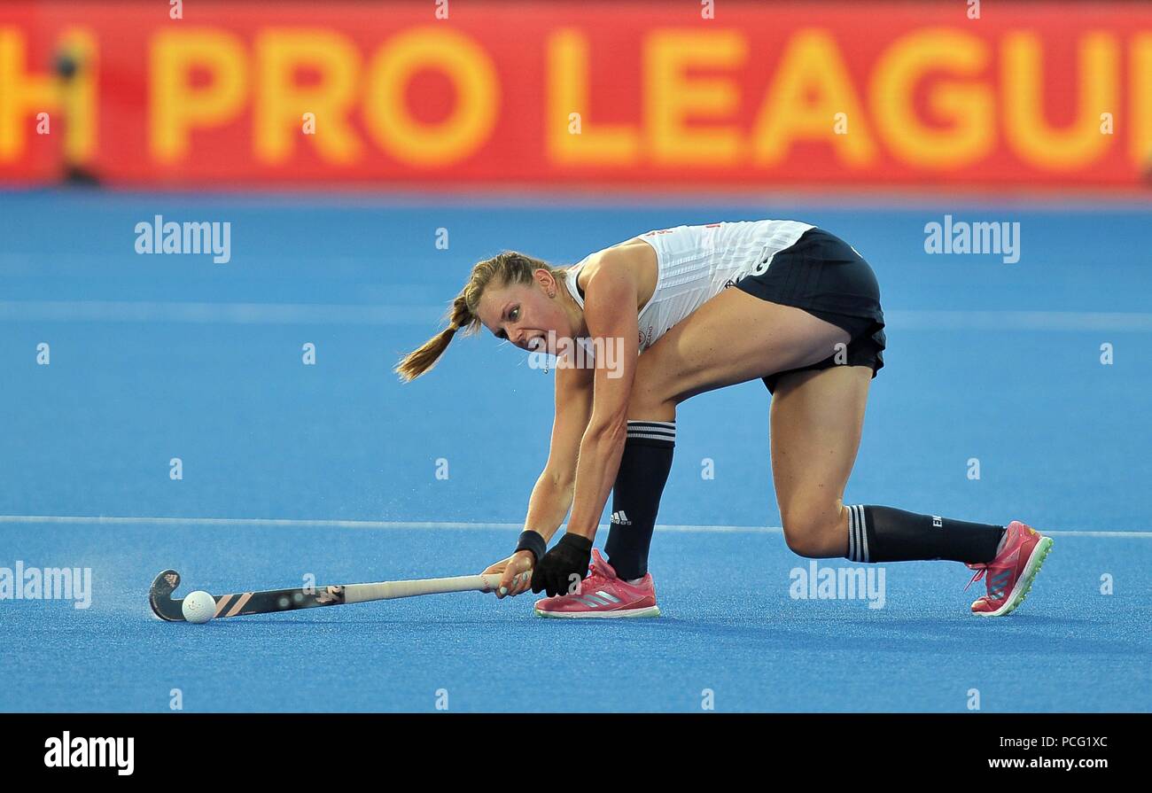 London, UK. 2nd August 2018. Giselle Ansley (ENG). Netherlands V England. Match 31. Quarterfinal. Womens Hockey World Cup 2018. Lee Valley hockey centre. Queen Elizabeth Olympic Park. Stratford. London. UK. 02/08/2018. Credit: Sport In Pictures/Alamy Live News Stock Photo