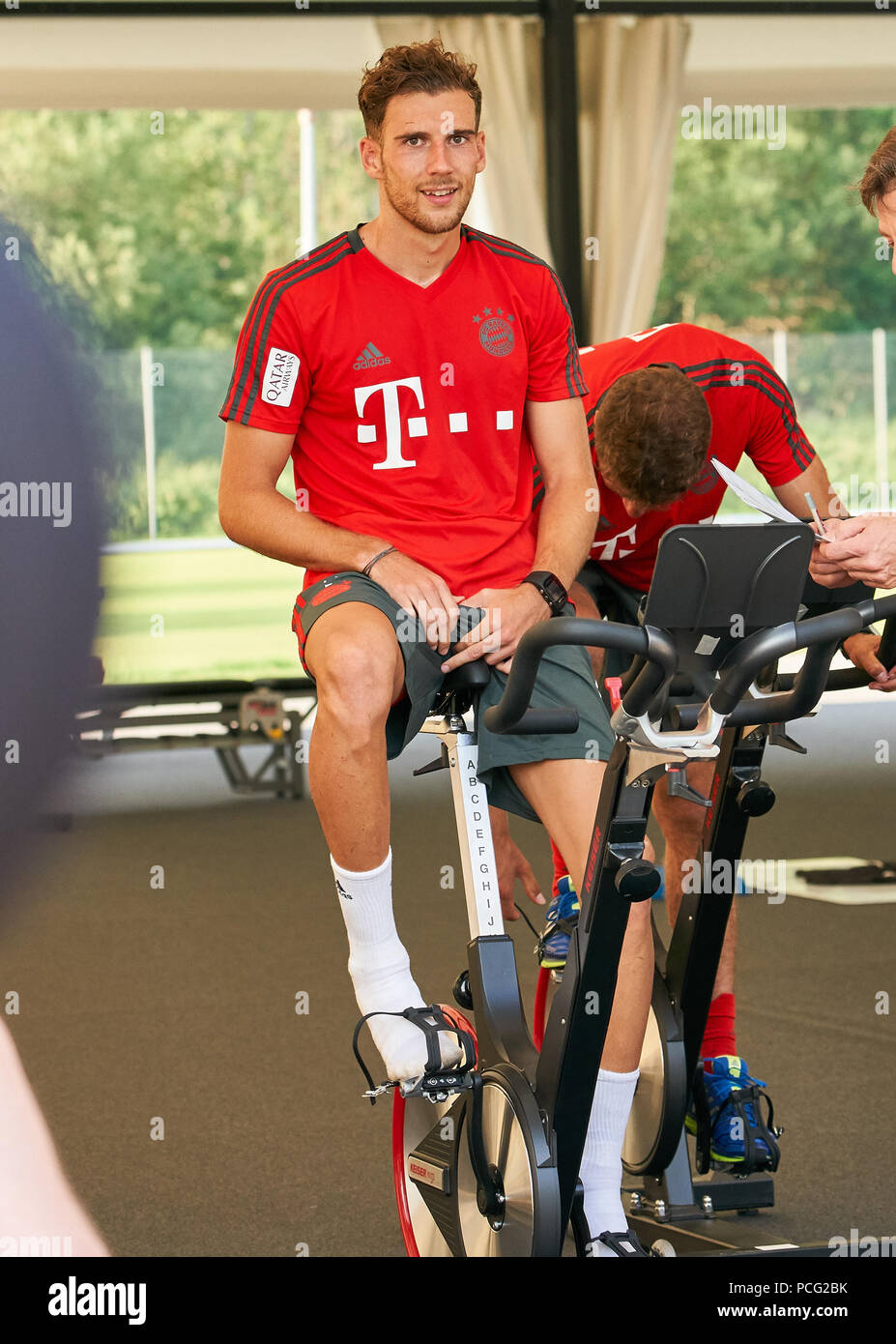 Rottach-Egern, Tegernsee, Germany. 2nd Aug 2018. FC Bayern Munich,  Rottach-Egern, August 02, 2018 Leon GORETZKA, FCB 18 on the cycle ergometer  in the trainings camp for preparation Season 2018/2019, August 2, 2018