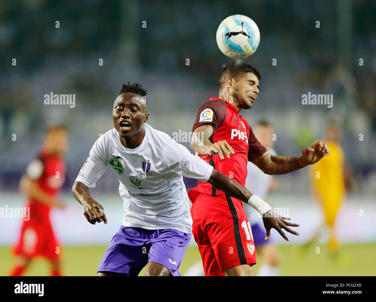 BUDAPEST, HUNGARY - JUNE 20: (l-r) Obinna Nwobodo of Ujpest FC