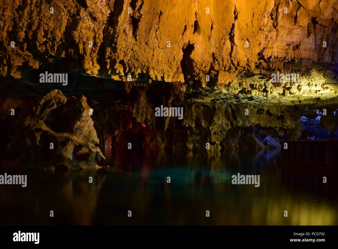 Alisadr water cave in Iran Stock Photo