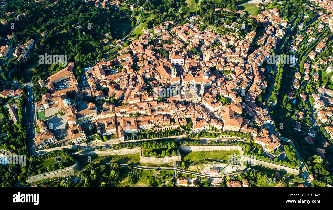 Città Alta or Upper Town, old walled city of Bergamo, Italy Stock Photo