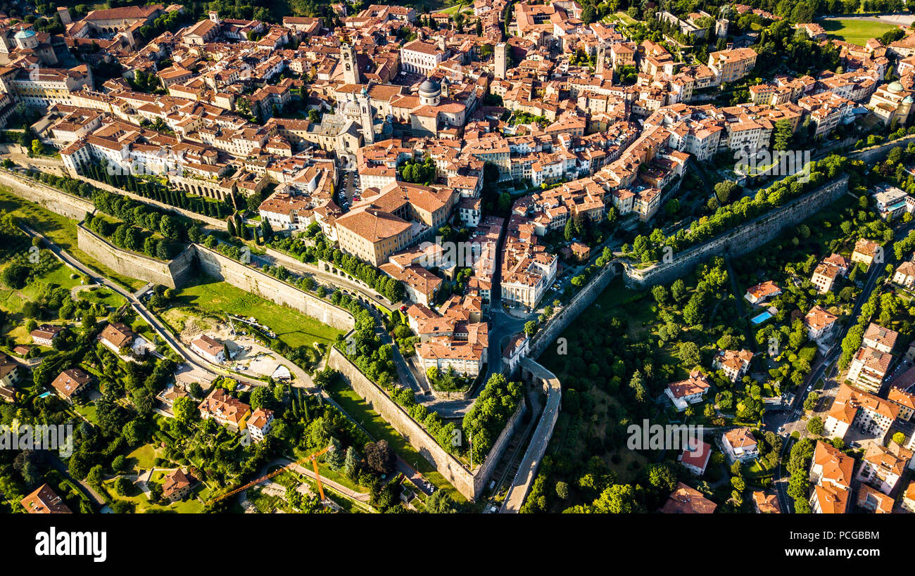 Città Alta or Upper Town, old walled city of Bergamo, Italy Stock Photo